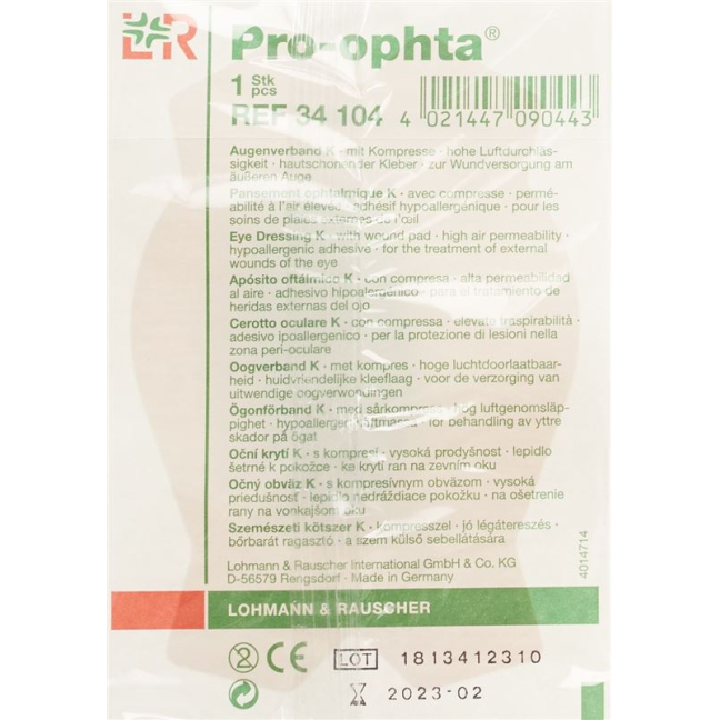 Pro Ophta K bandage oculaire couleur de peau résistant à la lumière
