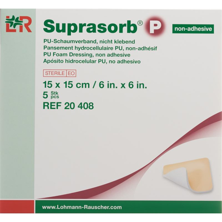 Suprasorb P apósito de espuma 15x15cm no adhesivo 5 uds