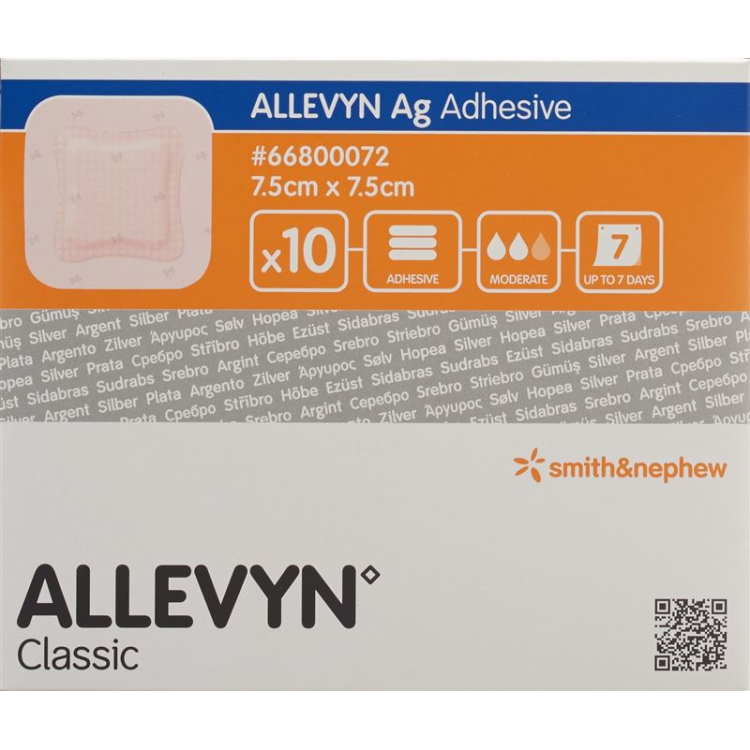 Allevyn Ag Adhesive Wound Compress 7,5x7,5cm 10 st