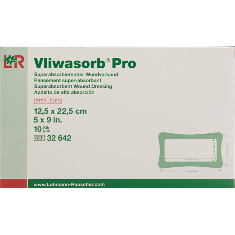 Vliwasorb Pro Super absorbent wound dressing 12.5x22.5cm 10 pcs