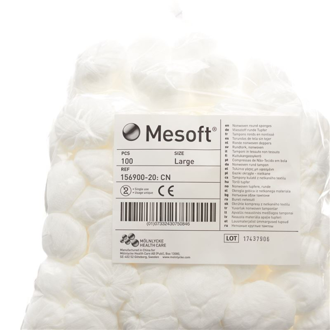 Mesoft NW round swabs 45mm non-sterile 100 pcs