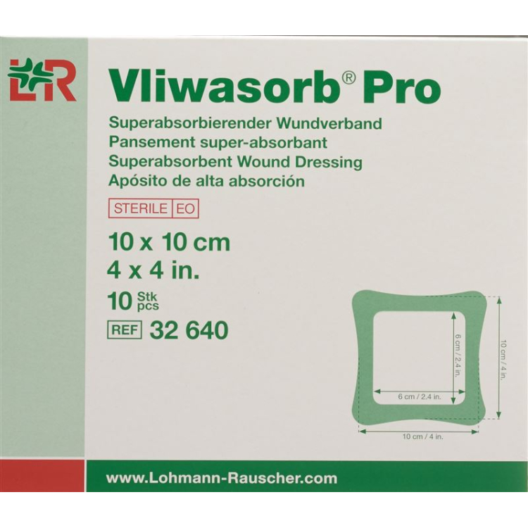 Vliwasorb Pro provides superabsorbent wound dressing 10x10cm 10 pcs