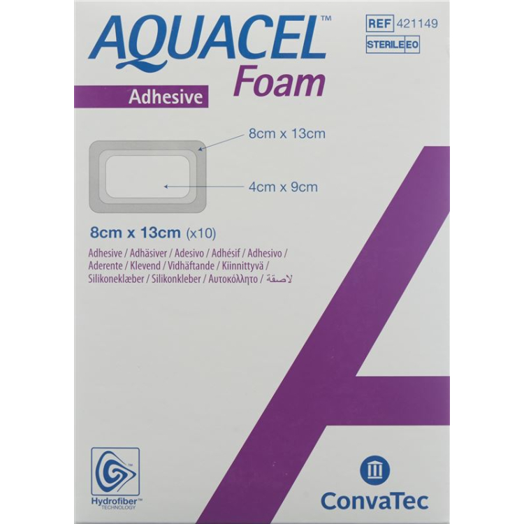 AQUACEL Foam dressing perekat 8x13cm 10 pcs