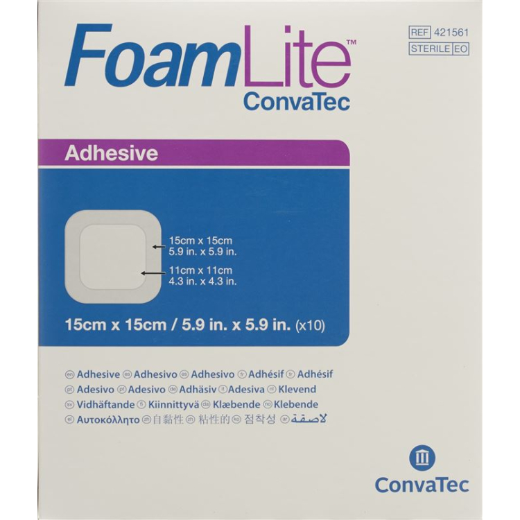 Foam Lite Convatec silicone foam dressing 15x15cm 10 pcs