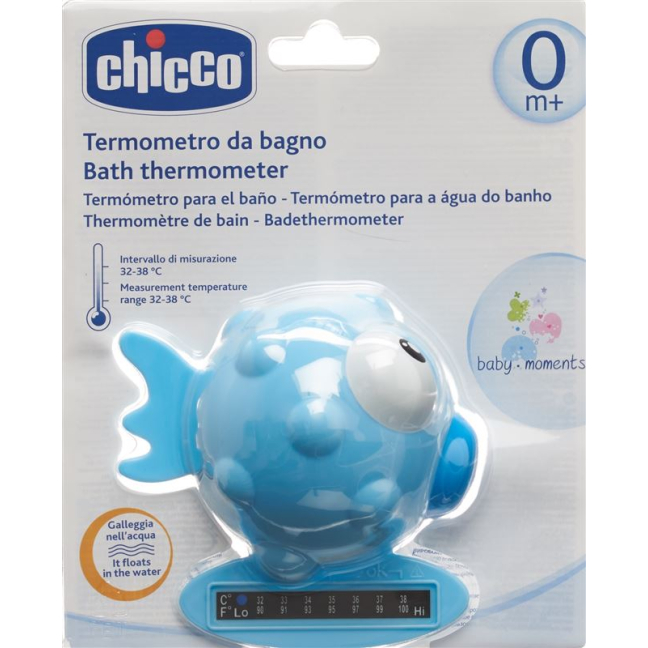 Termómetro de banho Chicco Globe Fish azul claro 0m+