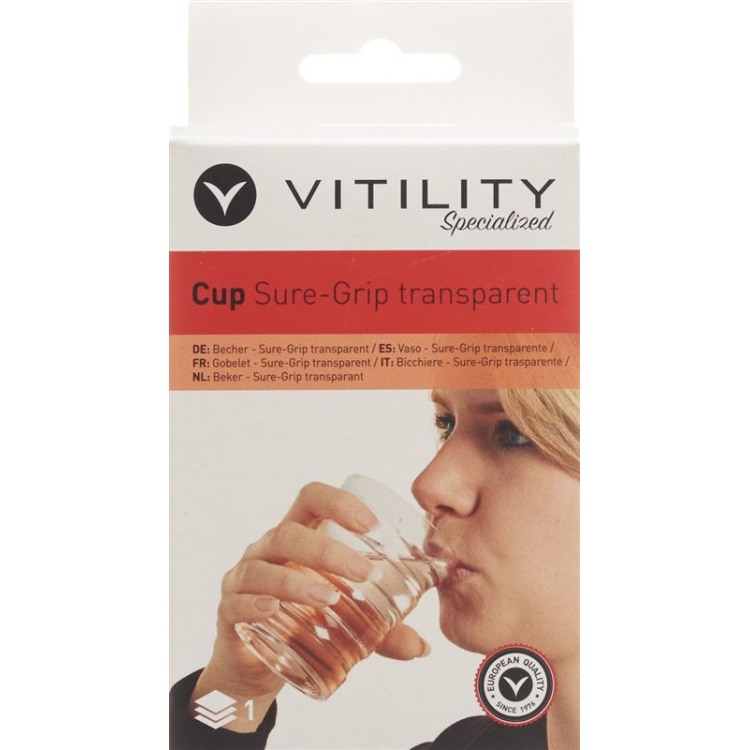 Vitility Becher Sure-Grip 200ml transparent