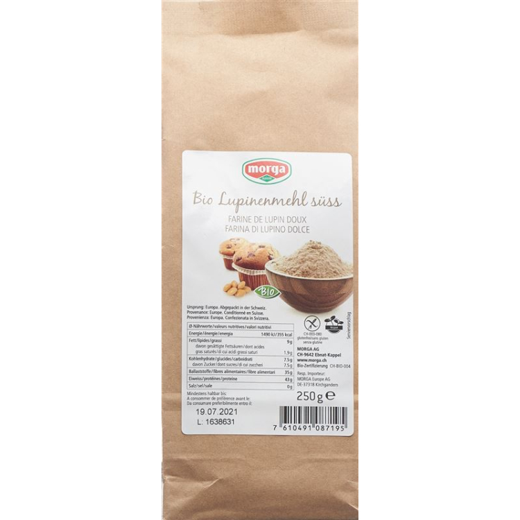 Morga sweet lupine flour organic gluten free 250 g