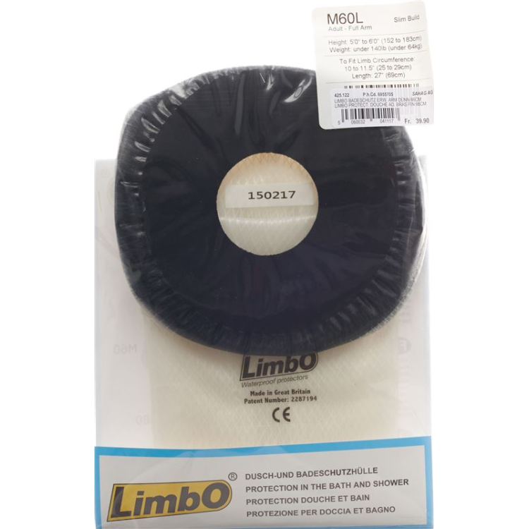 Limbo bathing protection 69cm arm thin 25-29cm adults waterproof