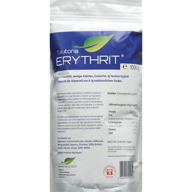 Tautona erythritol closure bag 1 kg