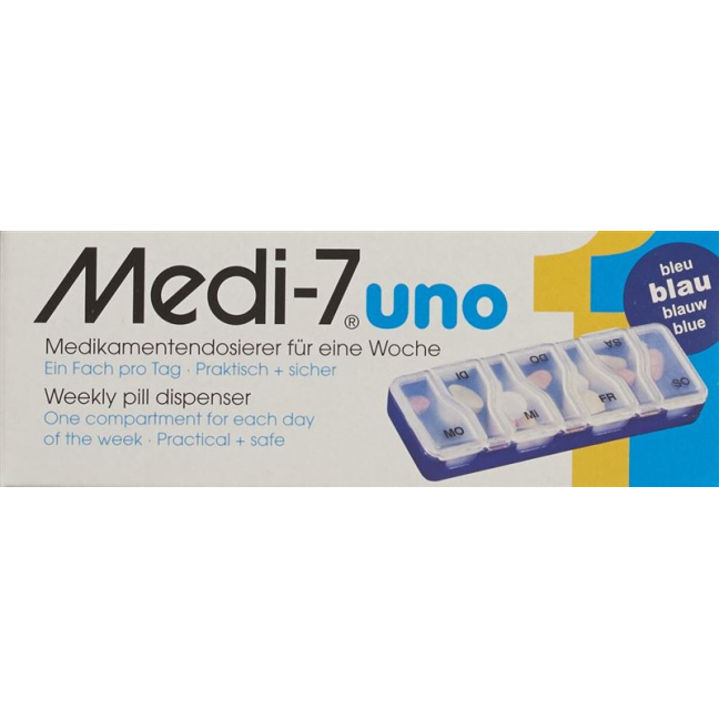 Sahag Medi-7 Uno Medikamentendosierer 7 Tage 1 Fach pro Tag blau deutsch
