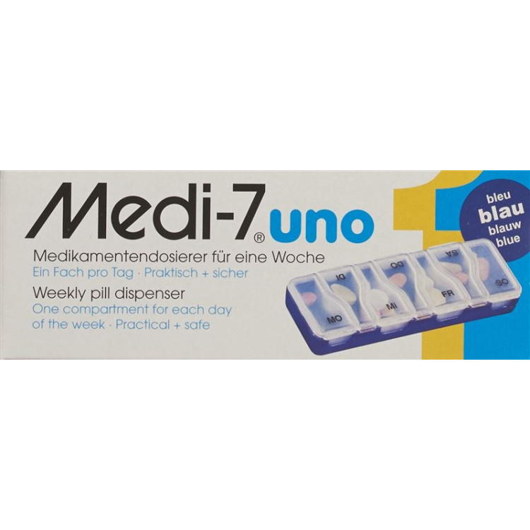 Sahag Medi-7 Uno Medikamentendosierer 7 Tage 1 Fach pro Tag blau Deutsch