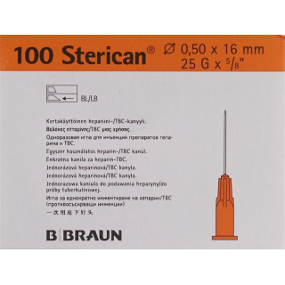 STERICAN needle 25G 0.50x16mm orange Luer