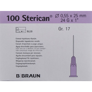 STERICAN Nadel 24G 0,55x25mm lila Luer