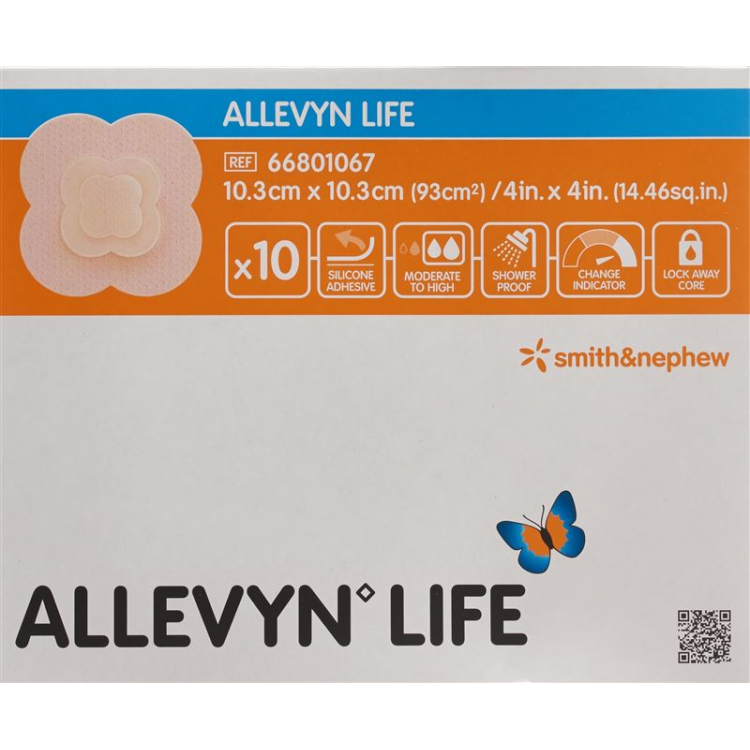 Medicazione in schiuma di silicone Allevyn Life 10,3x10,3 cm 10 pz