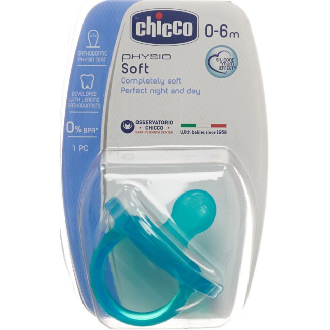Chicco Physiological Soother GOMMOTTO BLUE silicone mini 0-6m DE / FR