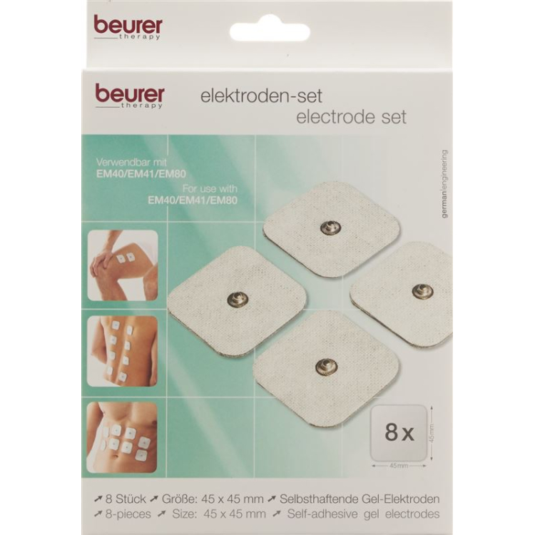 អេឡិចត្រូត Beurer TENS ស្តង់ដារ 45x45mm 8 កុំព្យូទ័រ