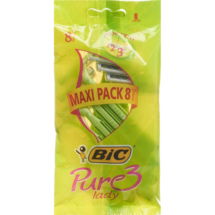 BiC Pure Lady 3 teraga raseerija naistele maxi pack kott 8 tk