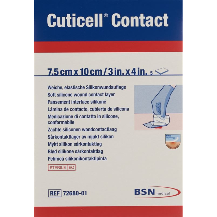 Contact Cuticell silicone dressing 7.5x10cm 5 pcs