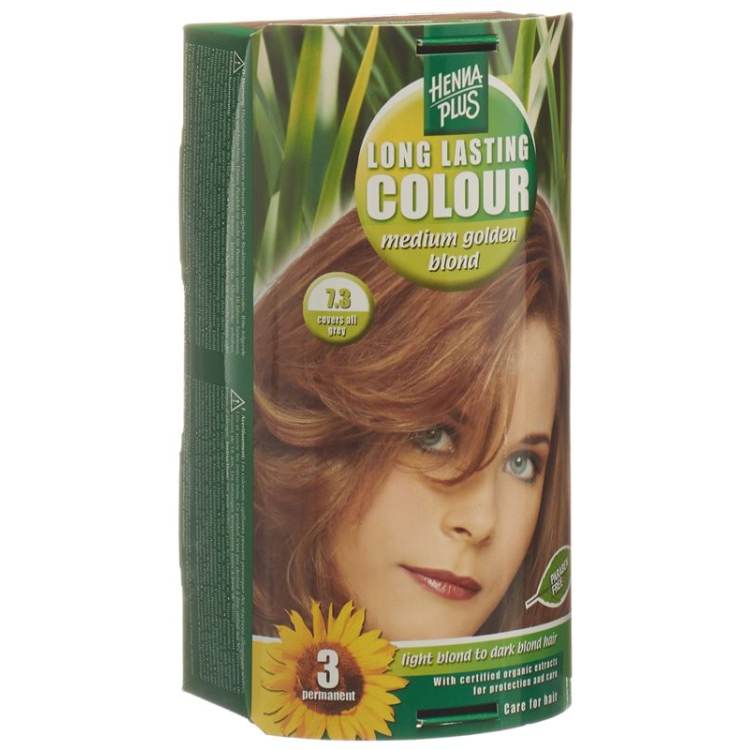 HENNA PLUS Long Last Color 7.3 середньо-золотистий блондин