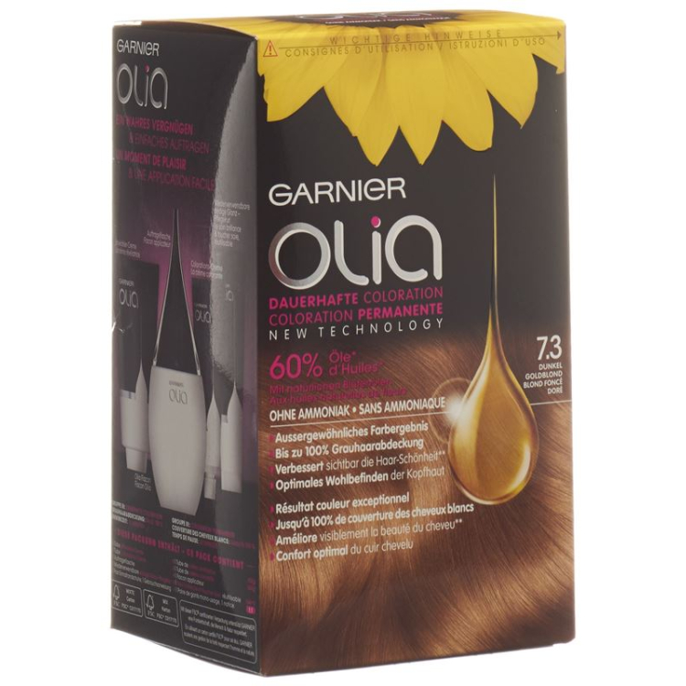 Olia couleur de cheveux 7.3 blond foncé doré