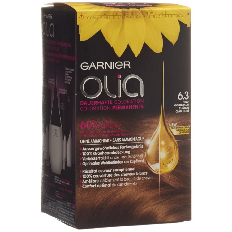 Cor de cabelo Olia 6.3 Castanho Dourado Claro