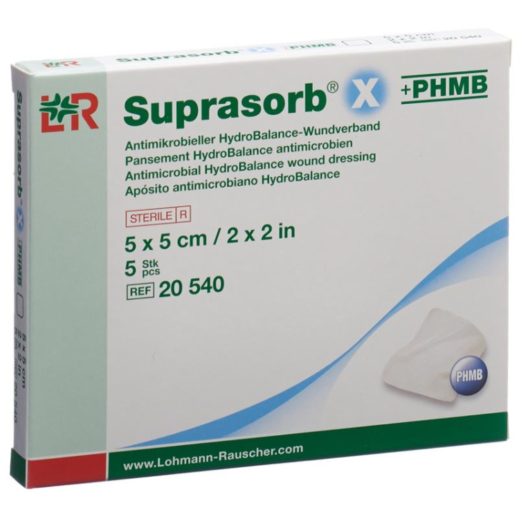 Suprasorb X + PHMB HydroBalance medicazione per ferite 5x5cm antimicrobico