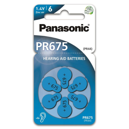 Panasonic hearing aid batteries 675 6 pcs