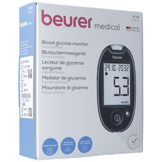 Beurer 혈당 측정기 사용하기 쉬운 GL44mmol/L