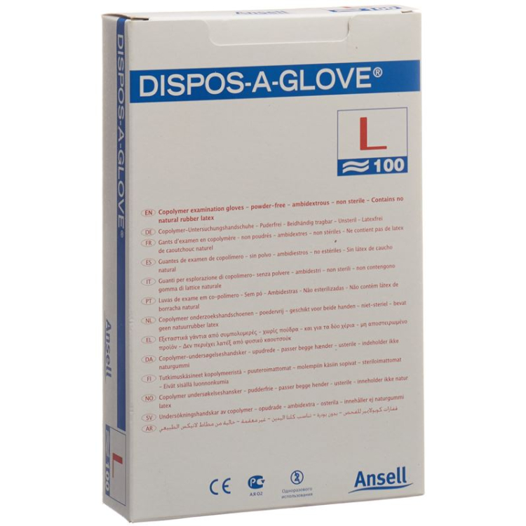 ស្រោមដៃពិនិត្យ Dispos A Glove L unsterile 100 x