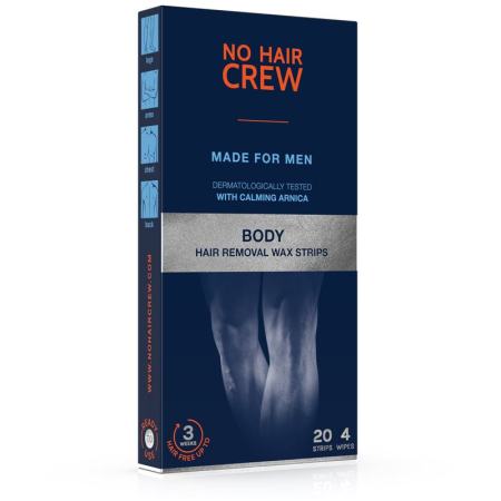 NO HAIR CREW cold wax strips for body hair removal wax for men with 4 wipes 20 pcs
