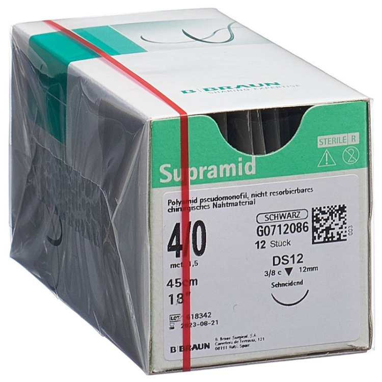 SUPRAMID 45cm DS 12 4-0 crna 12 kom