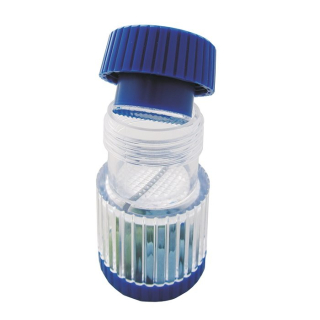 Sundo Tablettenmörser mit Schraubdeckel blau-transparent
