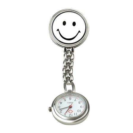 Sundo Nurse Watch Smiley 9cm white with clip battery operated