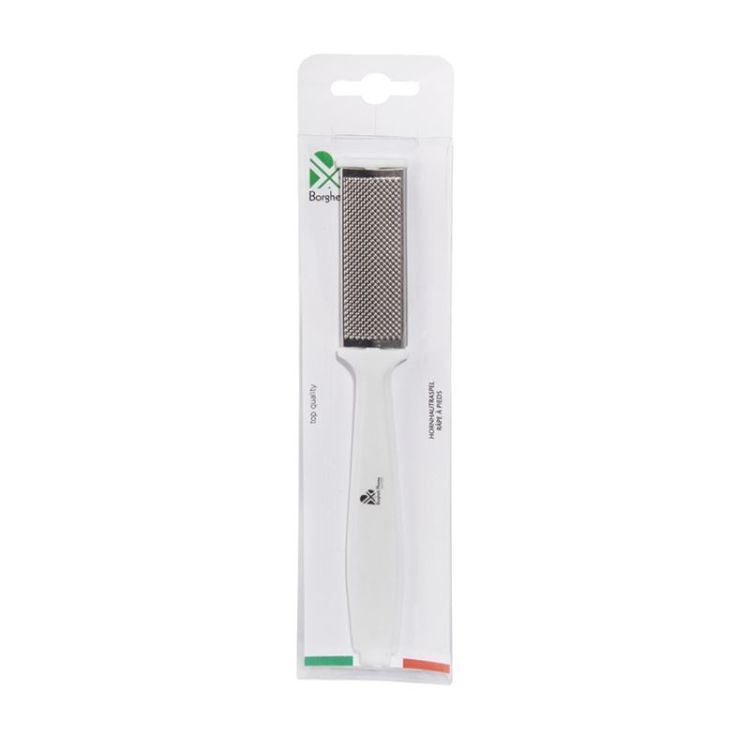 Borghetti callus rasp with white plastic handle