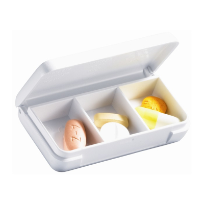 SAHAG tablet box 6.5x3.5cm white 3-piece