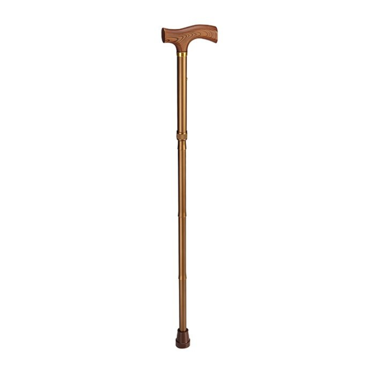 Sahag folding cane aluminum bronze -100kg 85-95cm with Fritz handle timber 4-fold foldable