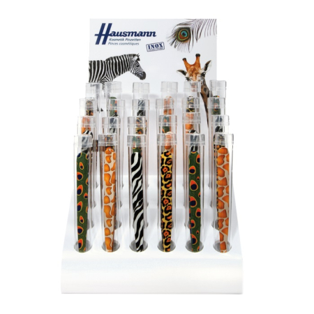 Hausmann tweezers slanted display Wildlife assorted 24 pieces