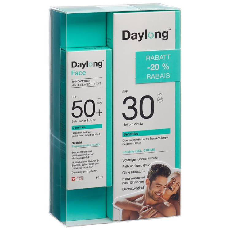 Daylong Sensitive Gel cream SPF30 200ml + Sensitive Face Sebumregulierendes fluid SPF 50+ 50ml