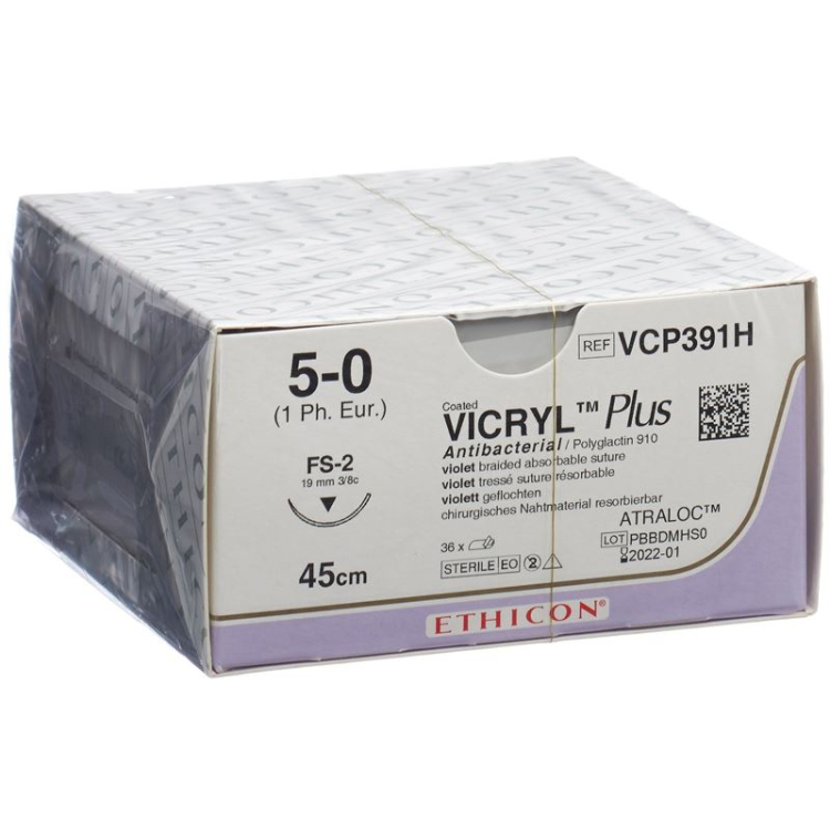 VICRYL PLUS 45cm fioletowy 5-0 FS-2 36szt