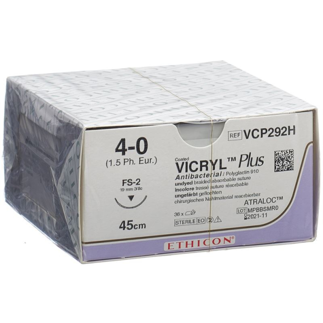 VICRYL PLUS 45cm não tingido 4-0 FS-2S 36 unid.