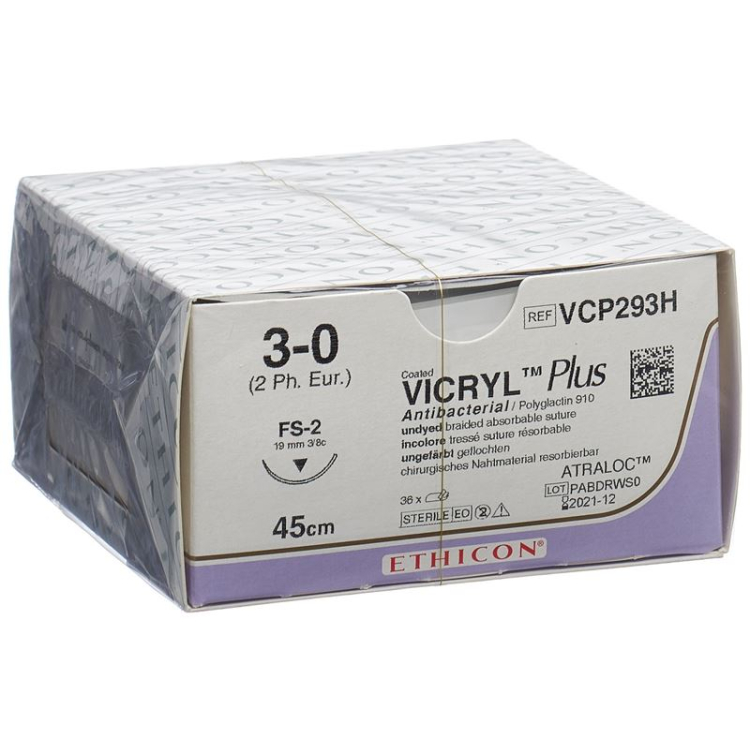 VICRYL PLUS 45cm non teint 3-0 FS-2 36 pièces