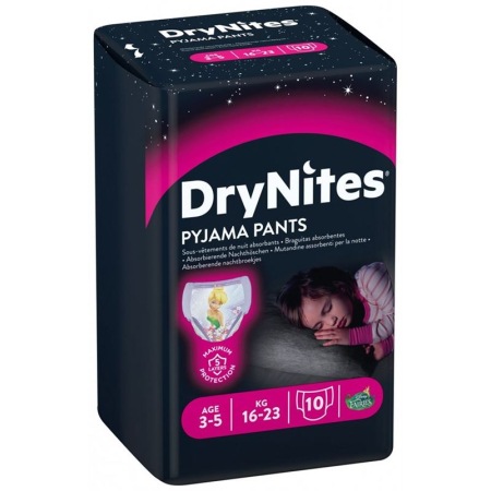 Huggies Drynites ღამის საფენები გოგონა 3-5 წლის 10 ც
