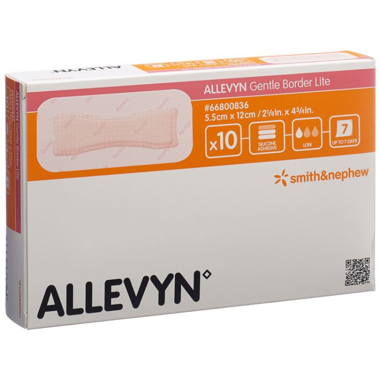 Allevyn Gentle Border Lite 5,5x12cm 10 stk