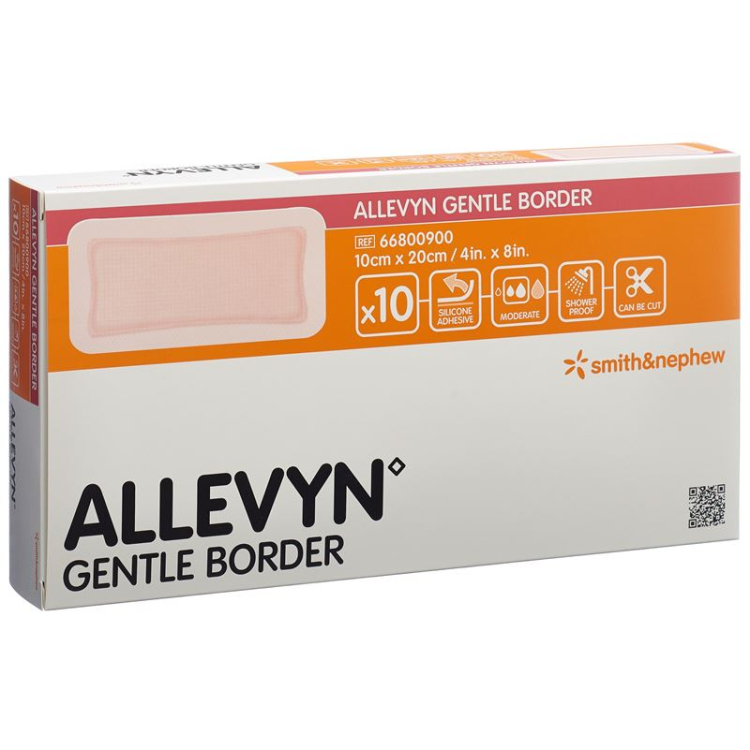 Allevyn Gentle Border sårbandage 10x20cm 10 stk