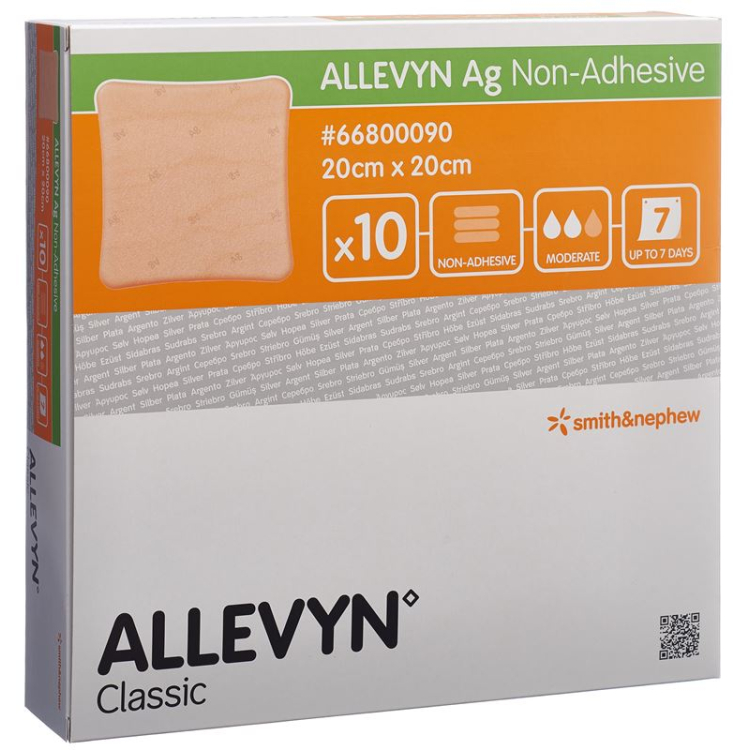 Băng nén vết thương không dính Allevyn Ag 20x20cm 10 cái