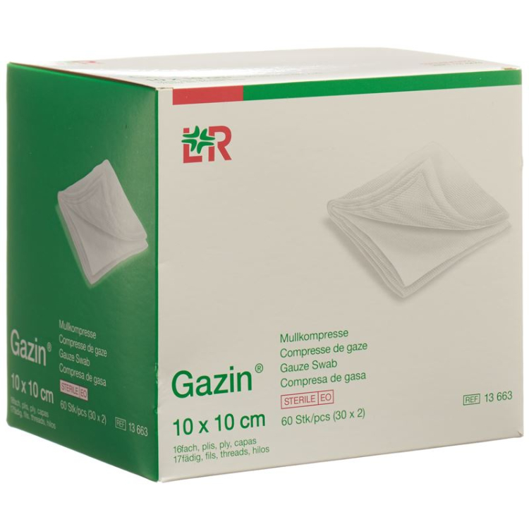 Gazin gasbind 10x10cm 16 ganger steril 20 x 5 stk.