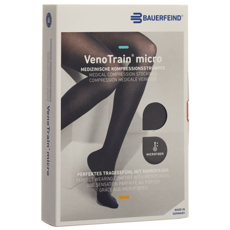 VenoTrain MICRO A-G KKL2 normal L / short closed toe black adhesive tape tufts 1 pair