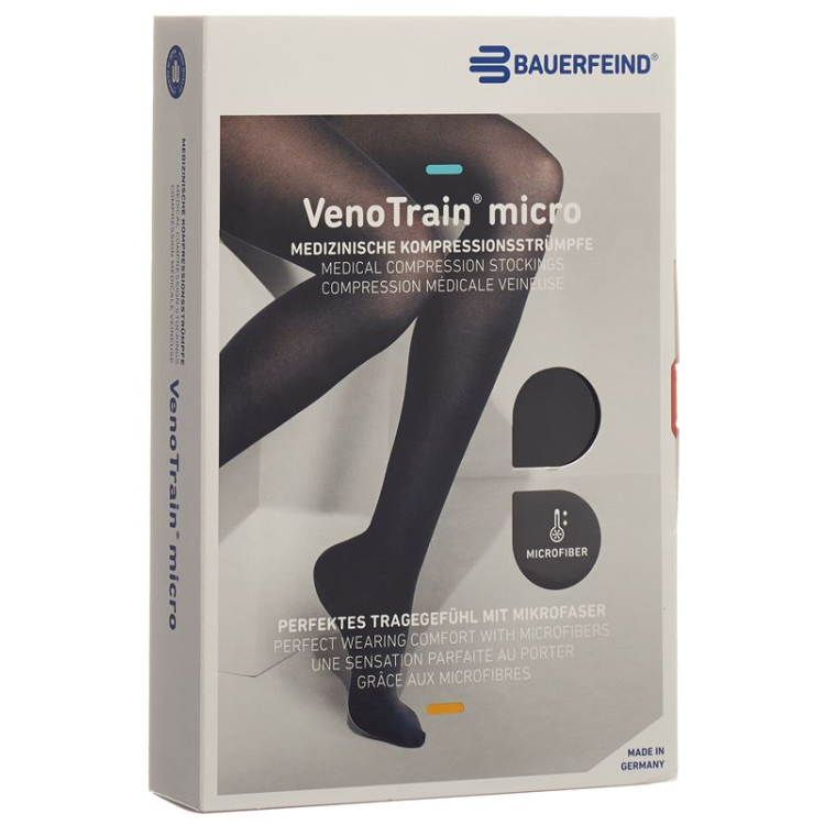 VenoTrain MICRO A-G M KKL2 normal / short closed toe black adhesive tape tufts 1 pair