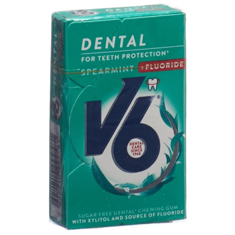 V6 Dental Care Gum Spearmint + fluorides Box