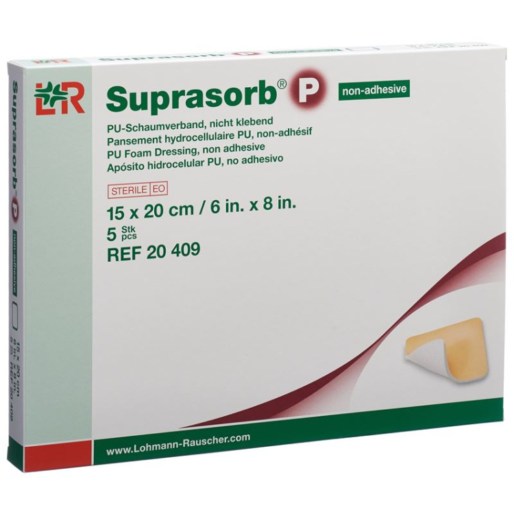 Suprasorb P 泡沫敷料 15x20cm 无粘性 5 件